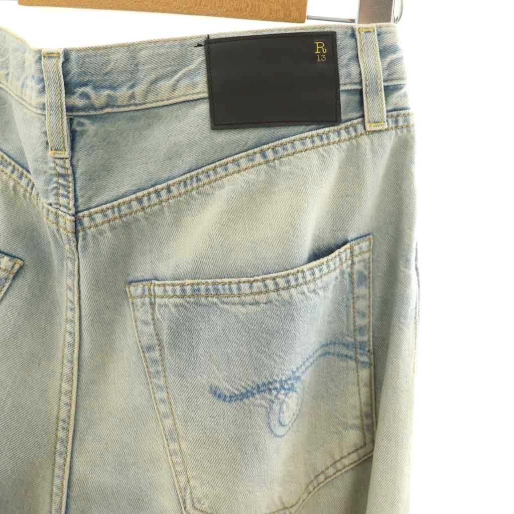 【中古】アールサーティーン R13 23SS DAMON Pleated Wide Leg Denim デニムパンツ ワイド 25 ライトブルー /HK ■OS アールサーティーン R13 23SS DAMON Pleated Wide Leg Denim デニム