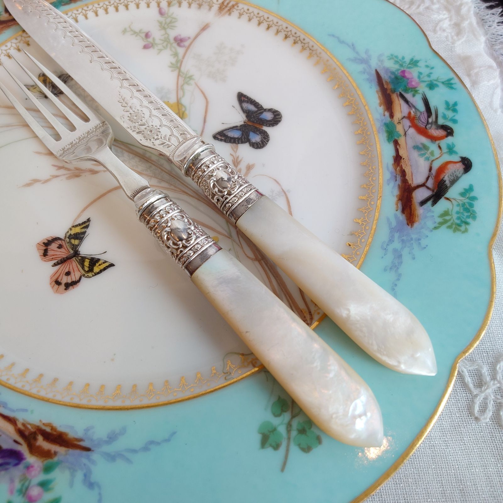 英国白蝶貝デザート ⁄ フルーツセット 12本 マザーオブパール