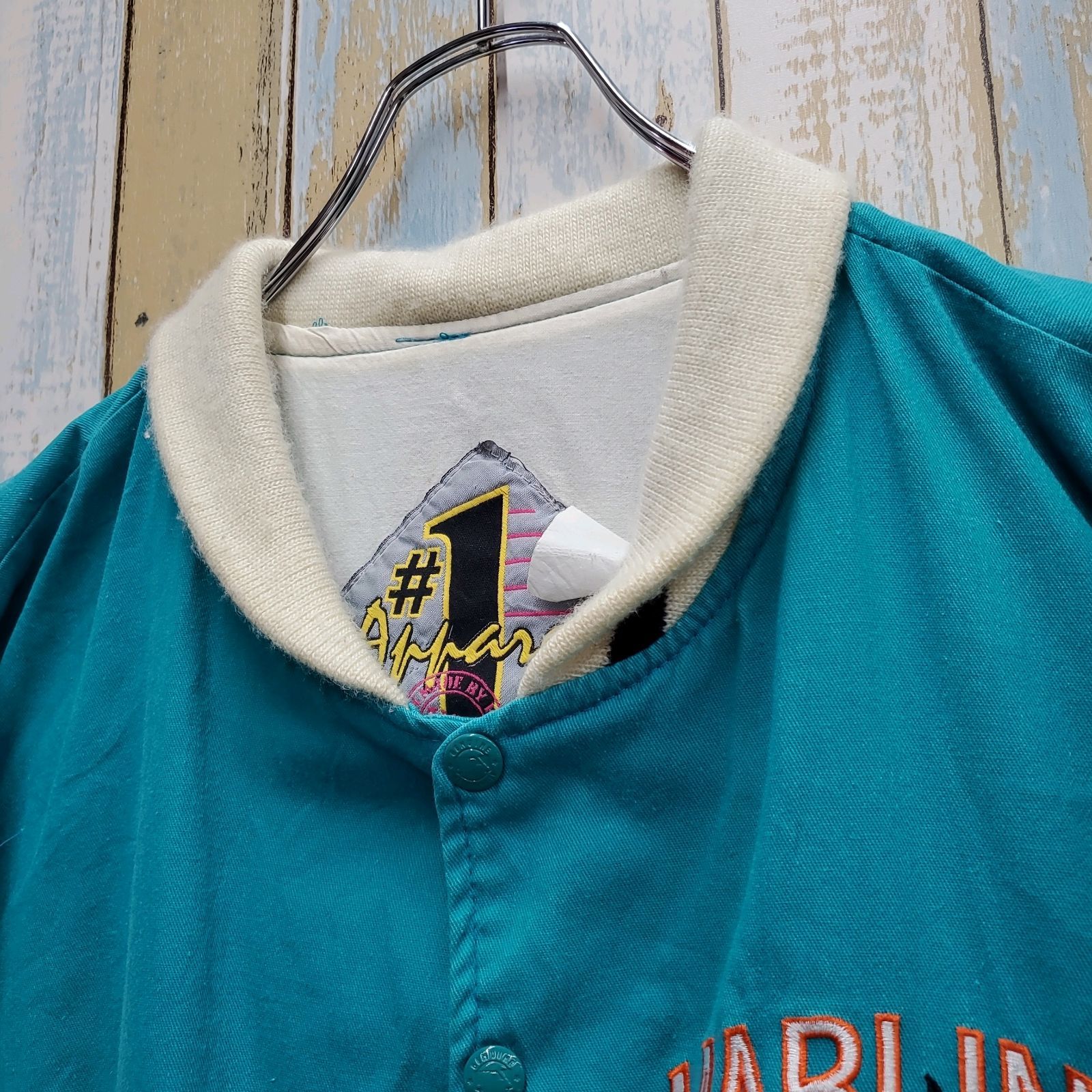 HB67MLBスタジャンフロリダマーリンズチームロゴ刺繍90sXL HB67☆MLB 
