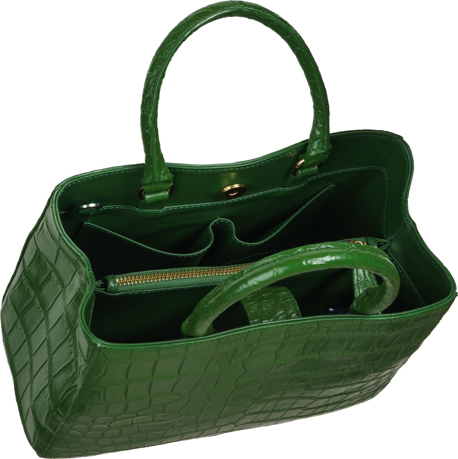 クロコダイル本革ハンドバッグ｜希少モスグリーンの上質2WAYミニトート