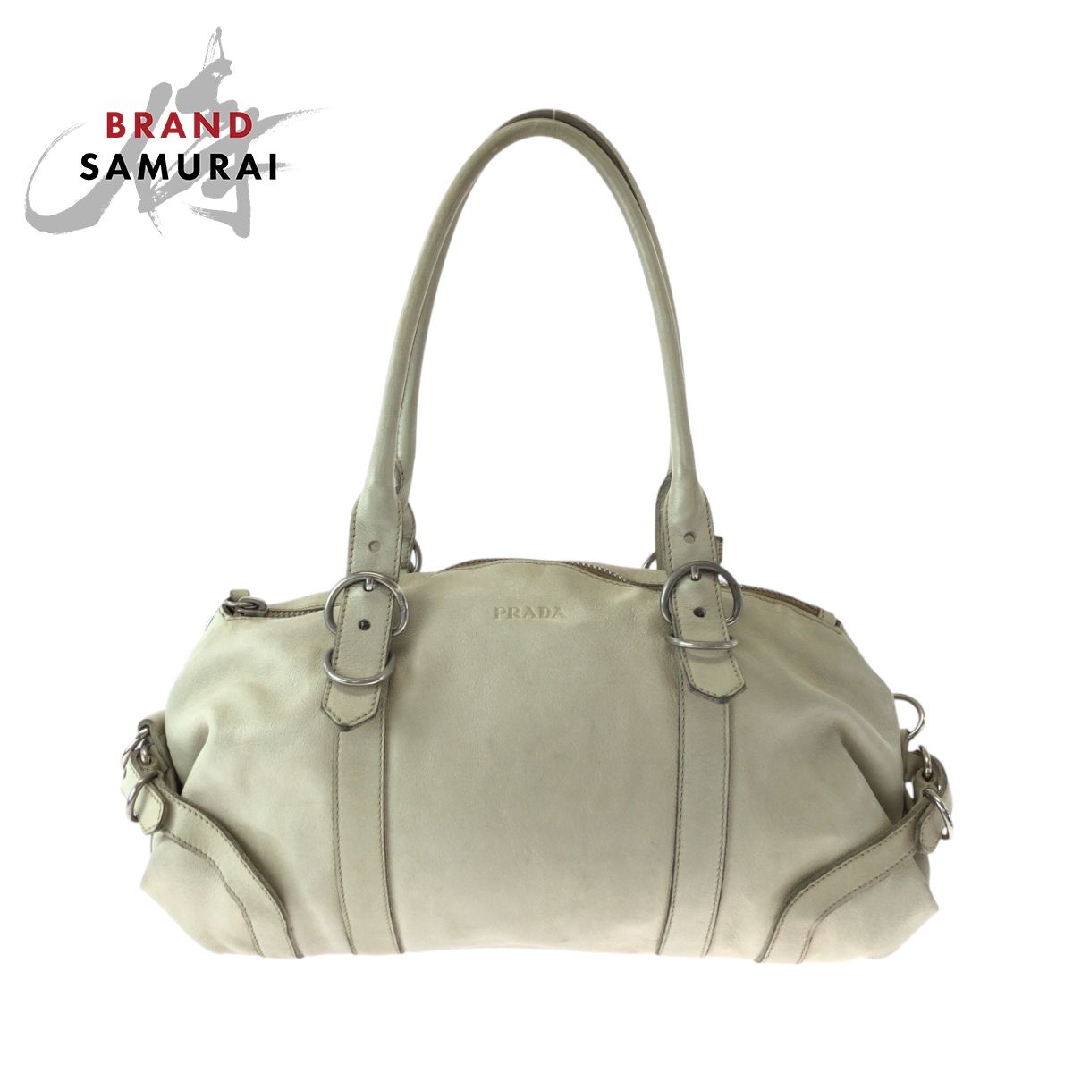 PRADA プラダ ホワイト シルバー金具 レザー ハンドバッグ ショルダー 