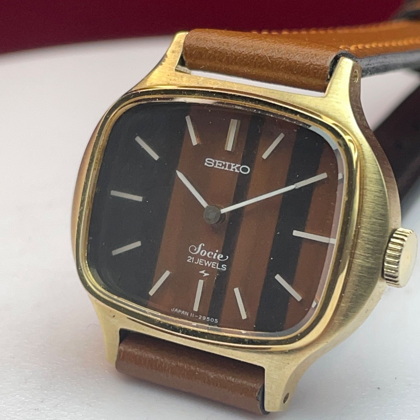 文字盤 70 s SEIKO Socie 手巻 SGP ヴィンテージ アンティーク 稼働品 セイコー ソシエ 腕時計 革ベルト