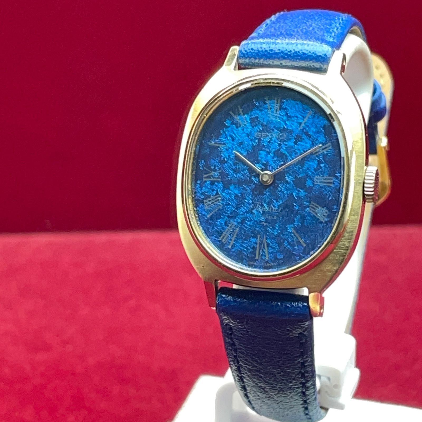 SEIKO ソシエ 手巻 ブルー文字盤 70 s ヴィンテージ アンティーク セイコー 稼働品 革ベルト