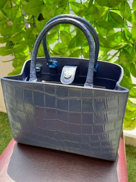 深青クロコダイル本革2