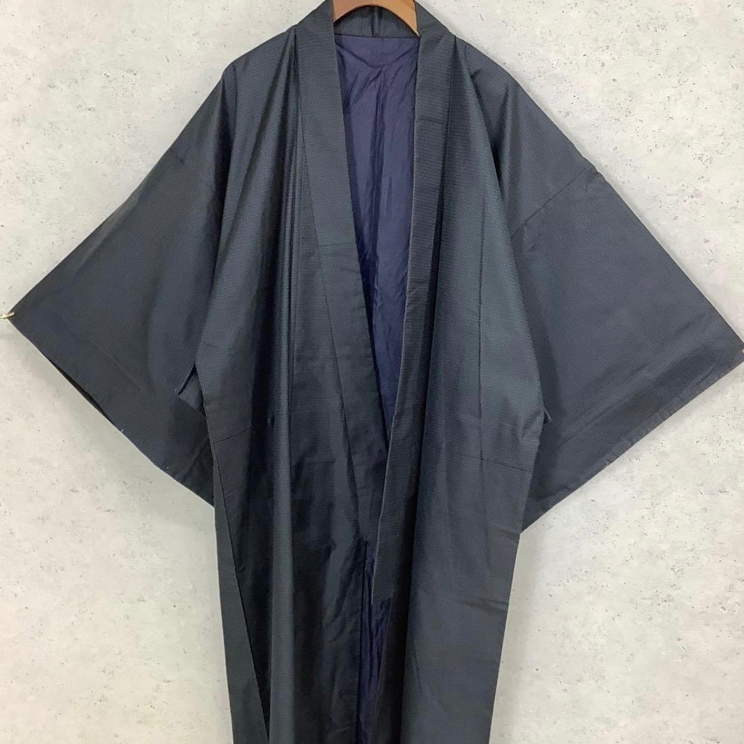 kimono one⬛️男前屋⬛️大島紬⬛️藍大島紬⬛️亀甲⬛️袷⬛️裄73