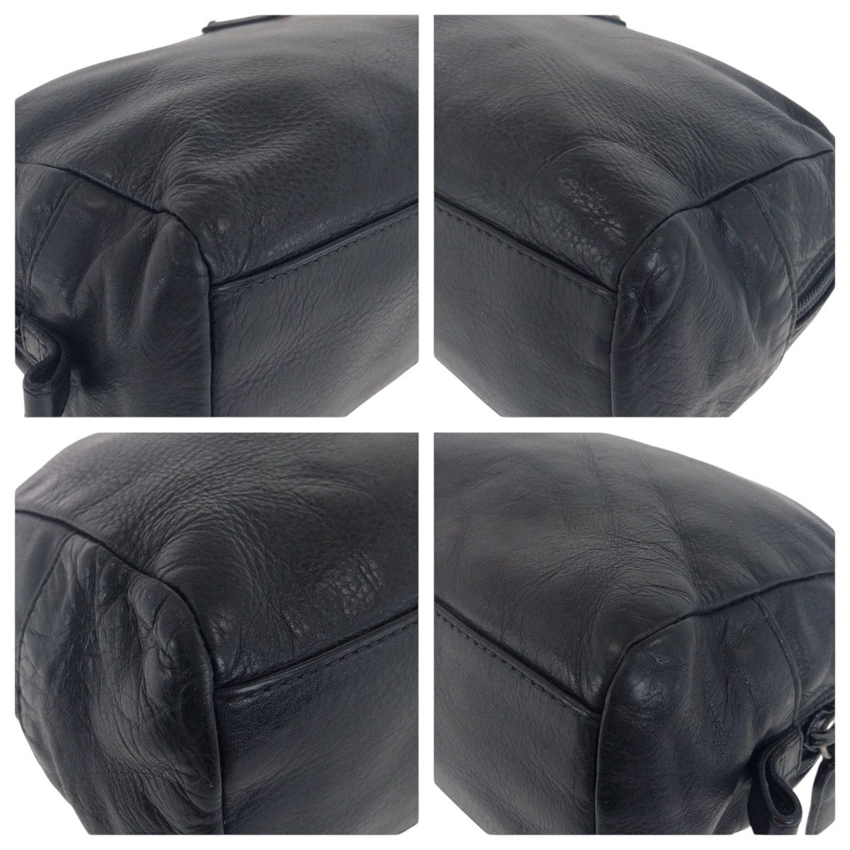 美品 PRADA プラダ 三角ロゴプレート ブラック 黒 シルバー金具 レザー