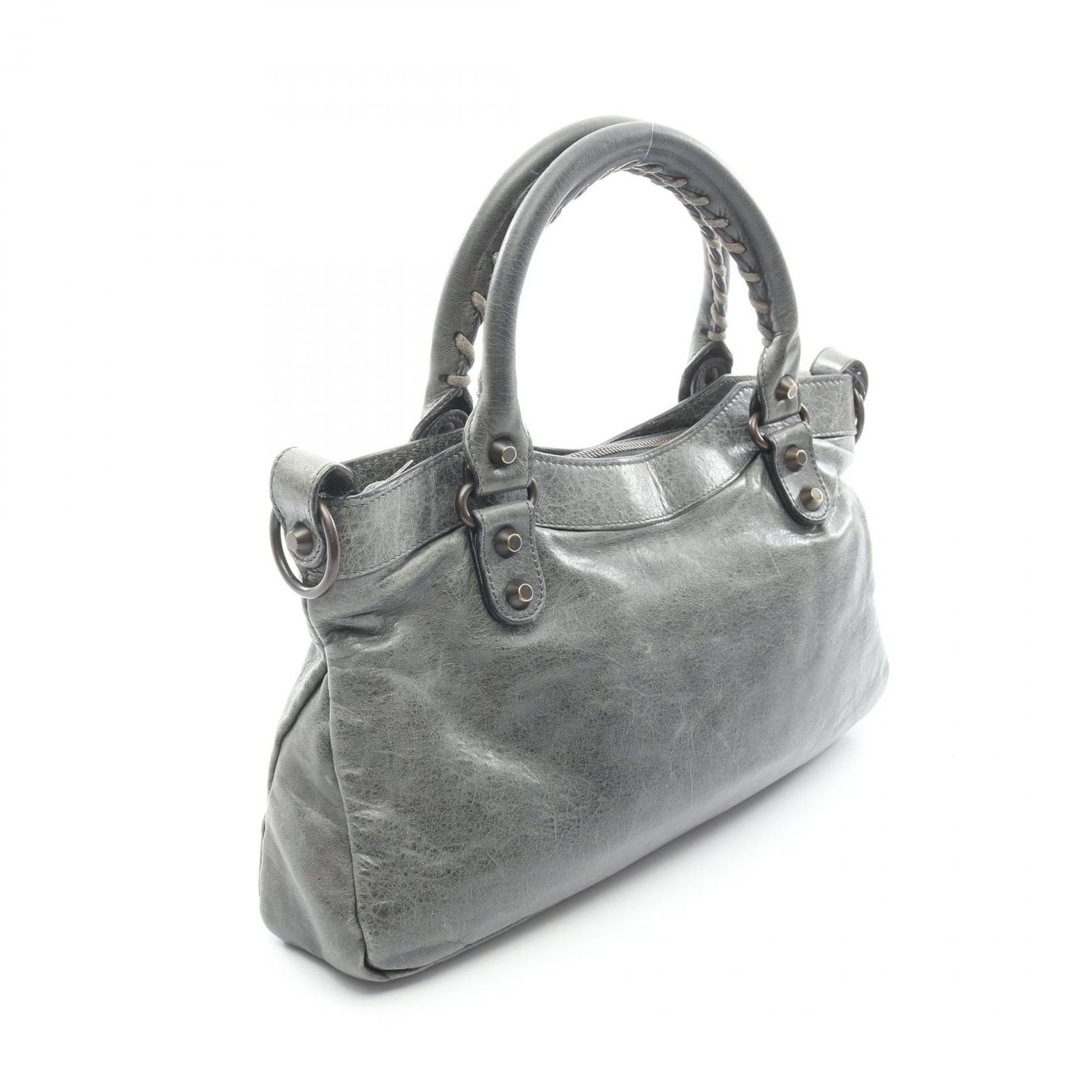 バレンシアガ BALENCIAGA ハンドバッグ ザ ファースト グレー レザー