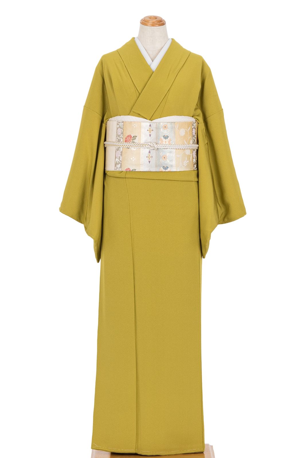 色無地 一つ紋 金糸雀色 スリムサイズ