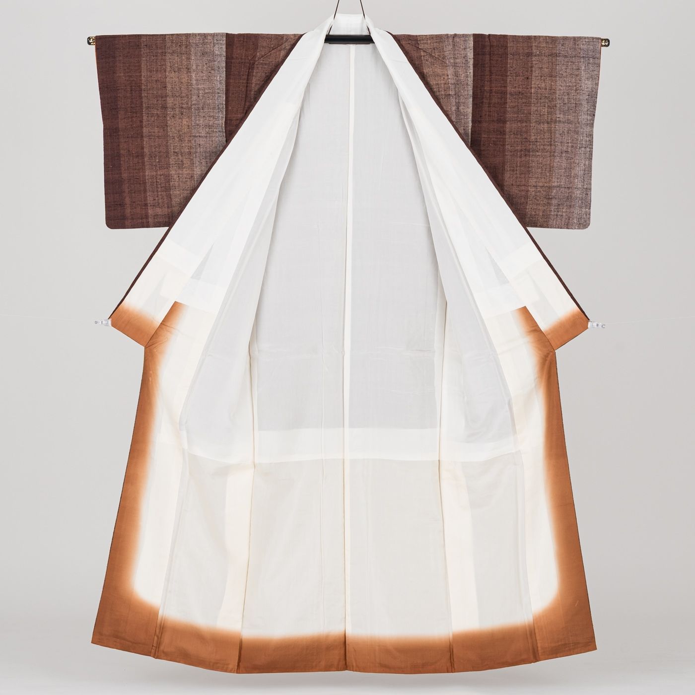  紬 グラデーション の縞模様 スリムサイズ 紬 着物