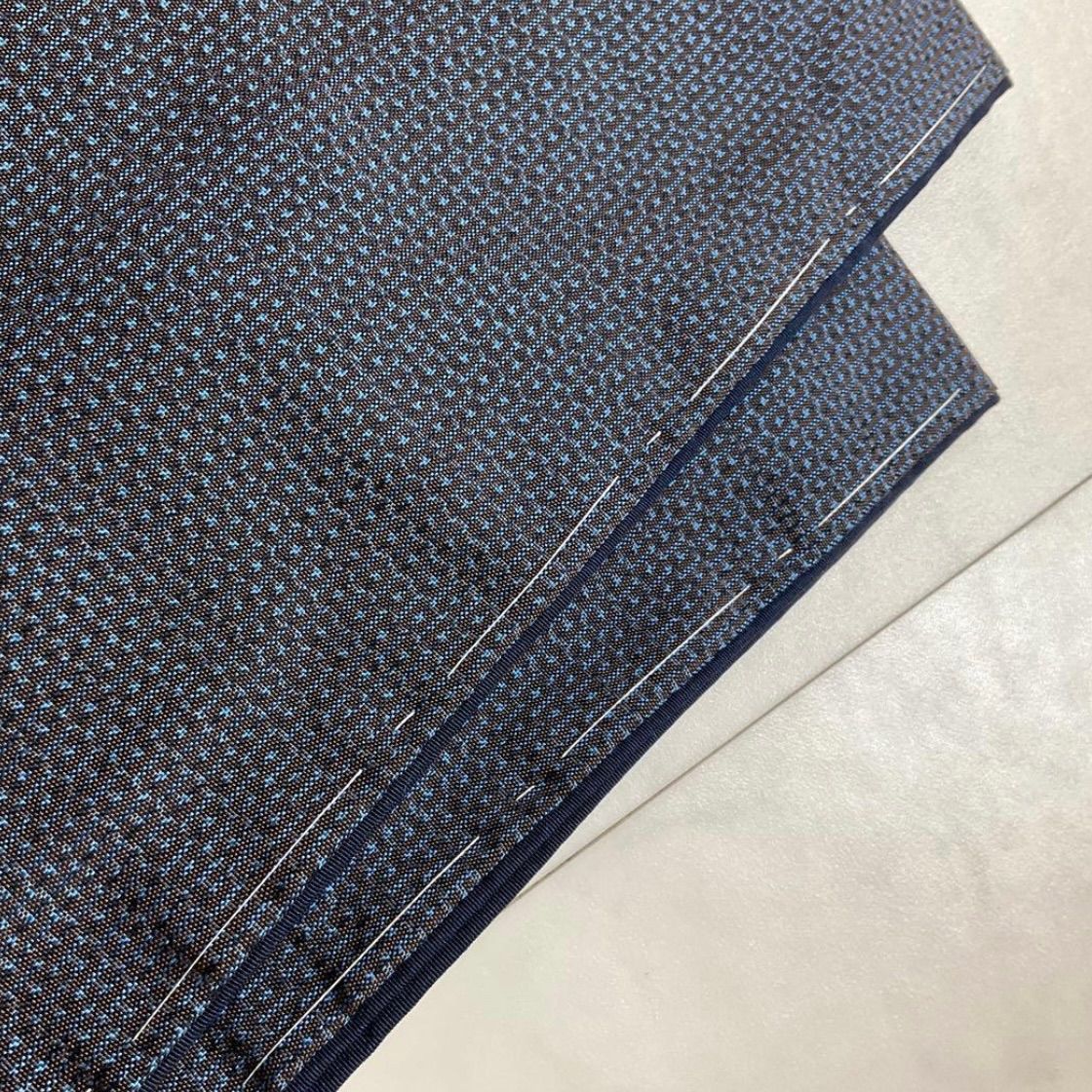 同然⬛️本場奄美大島紬⬛️藍大島紬⬛️亀甲伽藍⬛️アンサンブル⬛️仕付け糸付き⬛️袷⬛️裄70 5丈149