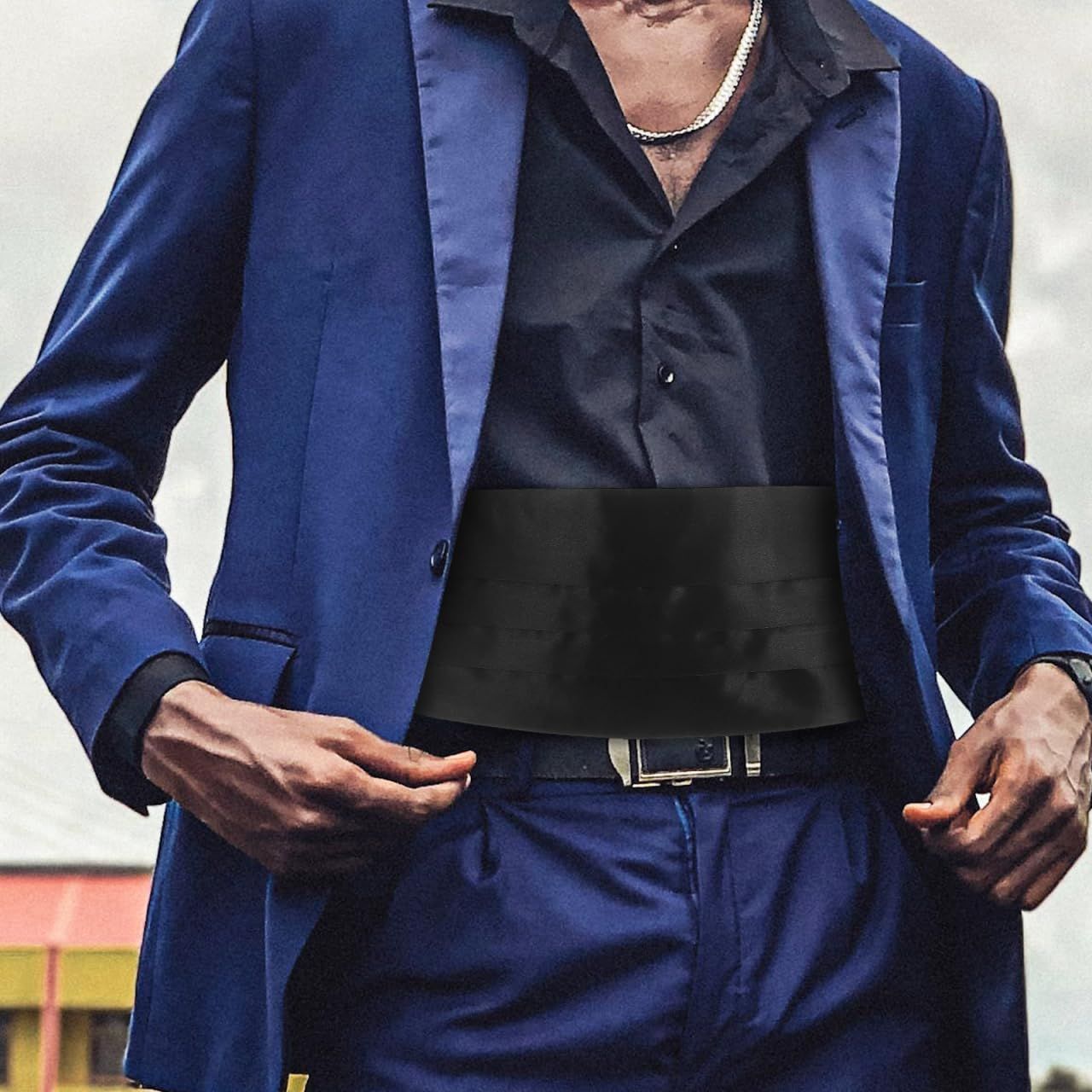 DEARMAMY] 蝶ネクタイ カマーバンド ポケットチーフ 3点セット