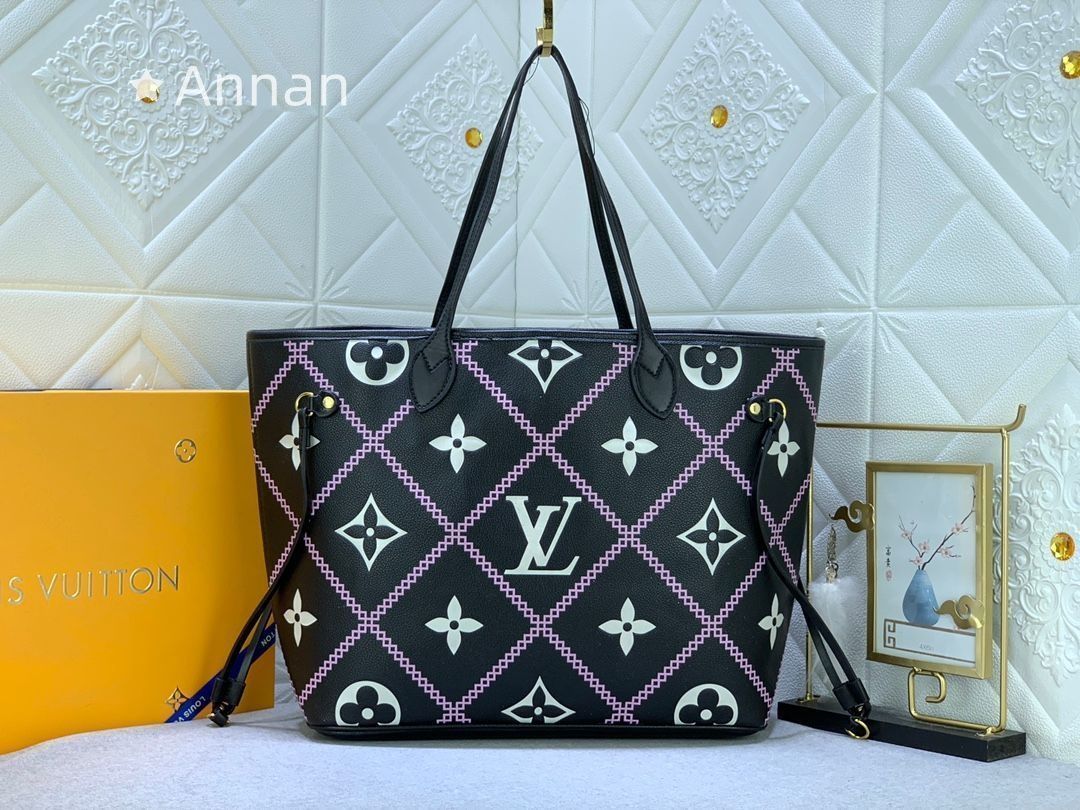 状態良 LOUIS VUITTON ルイヴィトン トートバッグ ネヴァーフル MM ブラック アンブラント