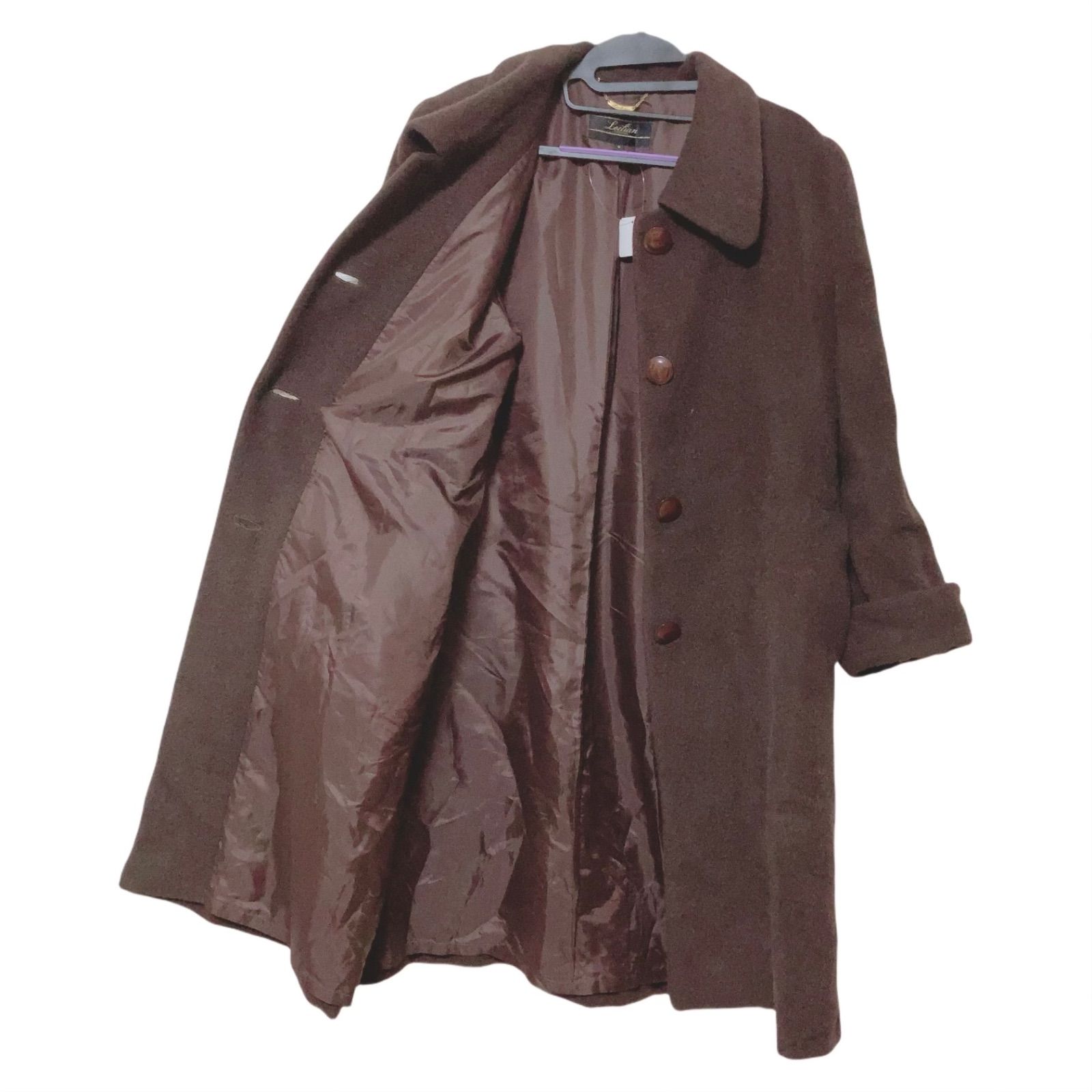 z1627 【美品】Leilian レリアン ウール ロングコート 茶色 ブラウン