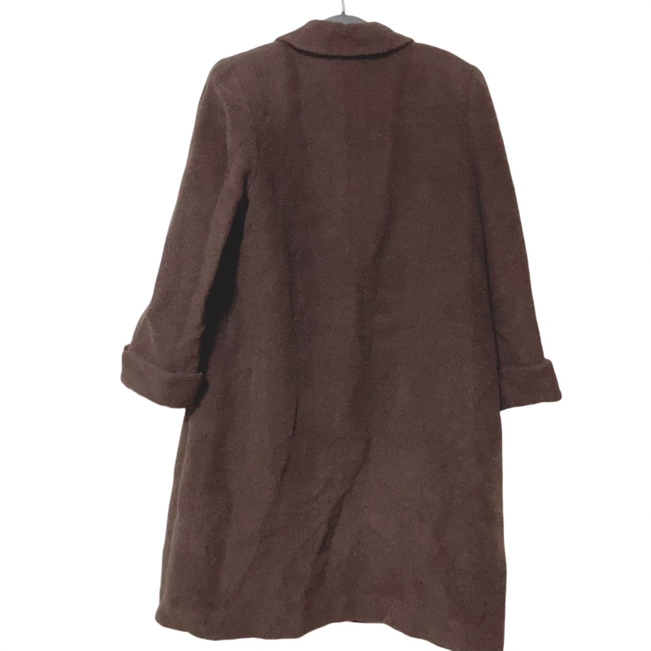 z1627 【美品】Leilian レリアン ウール ロングコート 茶色 ブラウン