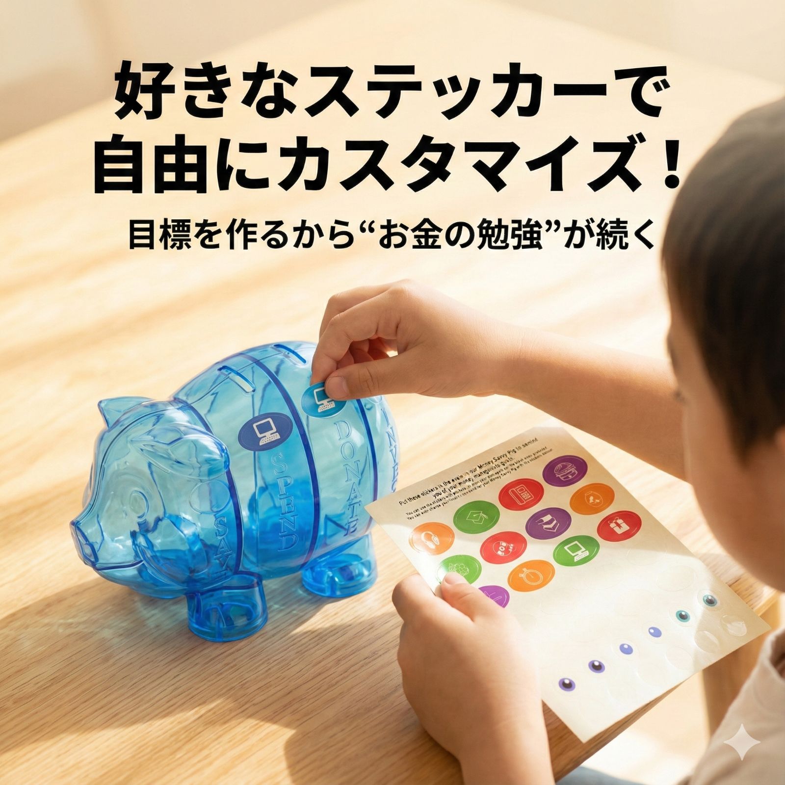 お金の勉強ピギーバンク｜4つの投入口で貯金・使う・寄付・投資が