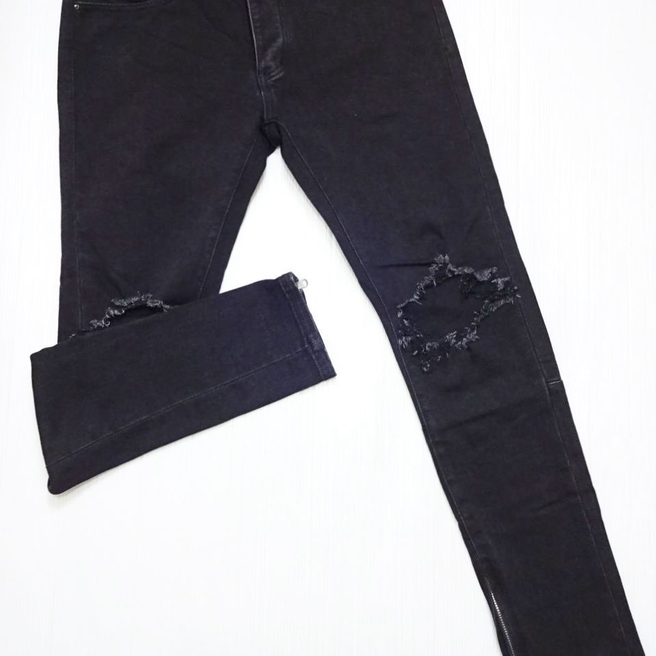 mnml サイドジップ クラッシュスキニーデニム W85cm ストレッチ メンズ