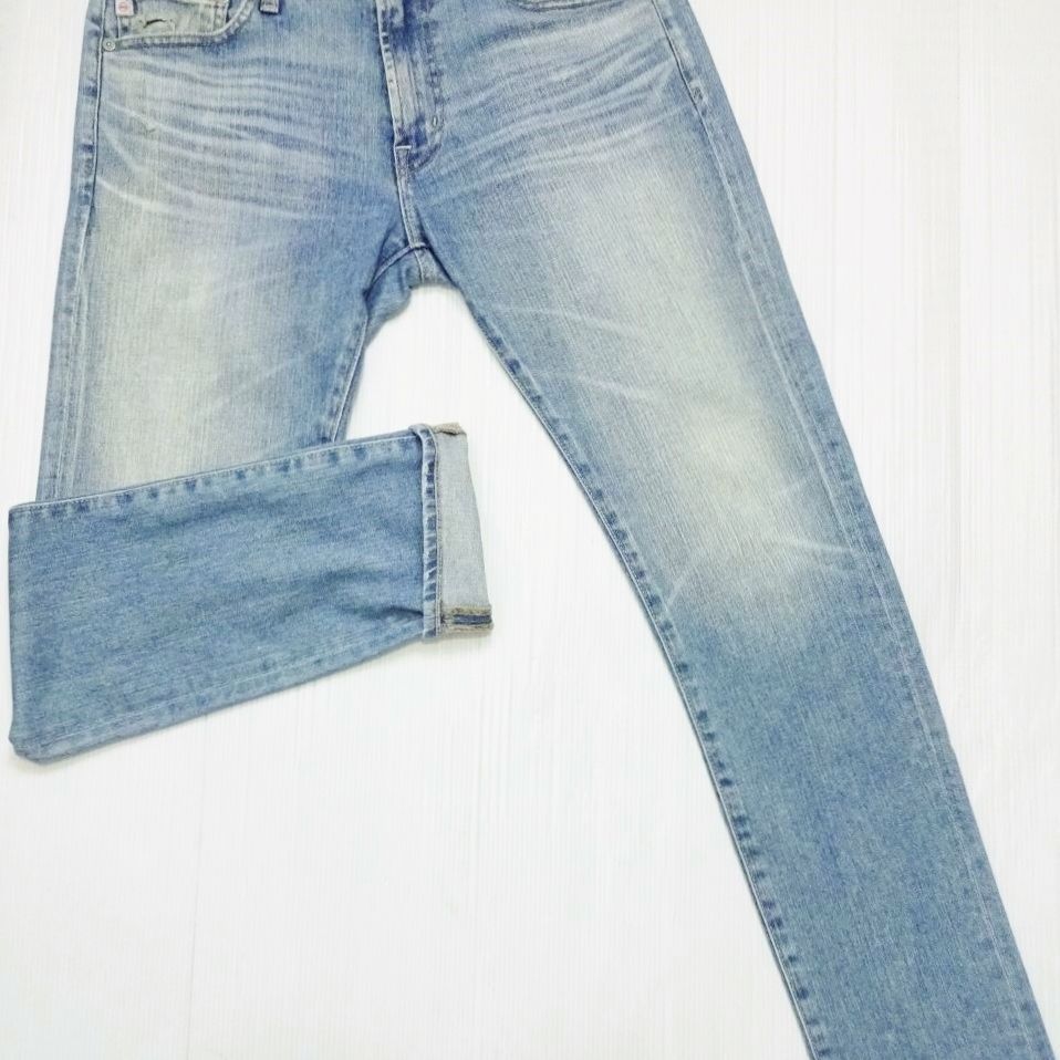 AG THE DYLAN W83cm スリムスキニー ストレッチ 淡青 クラッシュ加工 