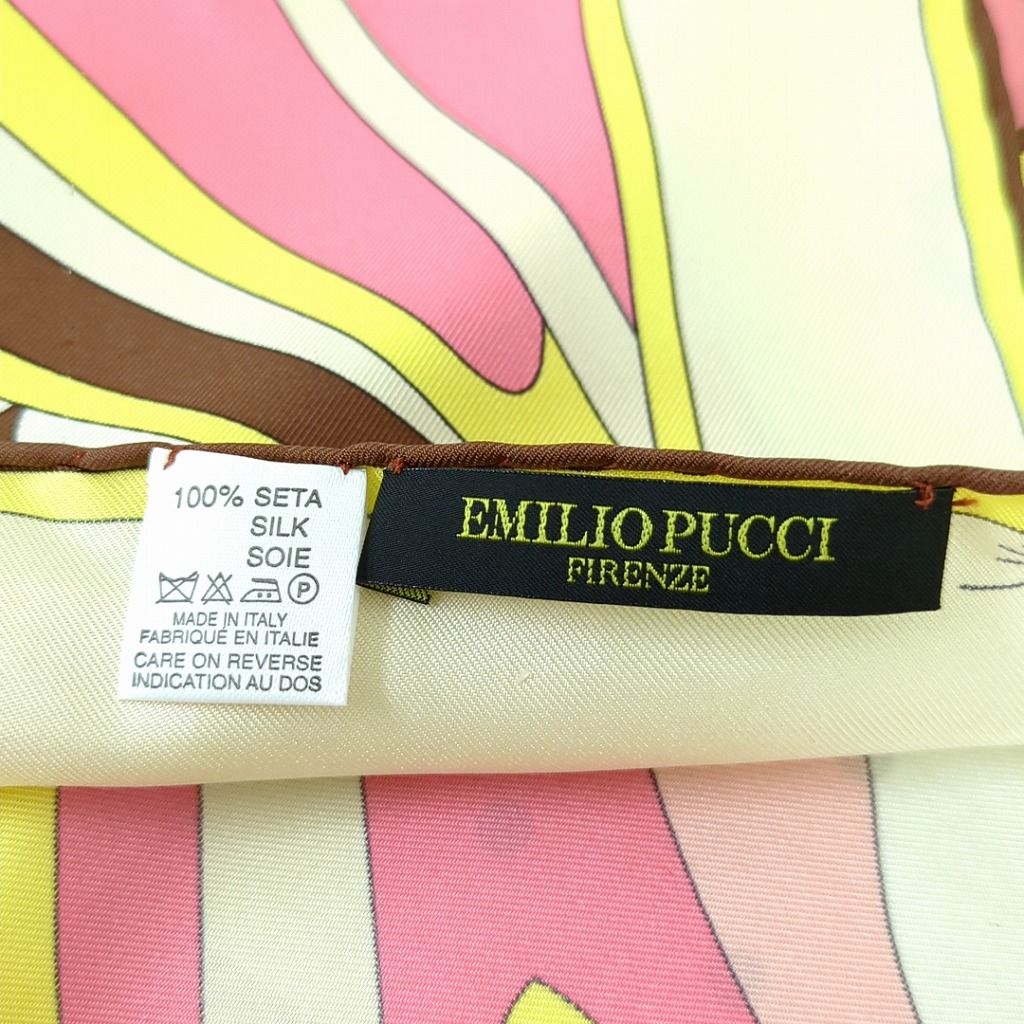 エミリオ プッチ 100% シルク スカーフ イタリア製 ピンク ブラウン