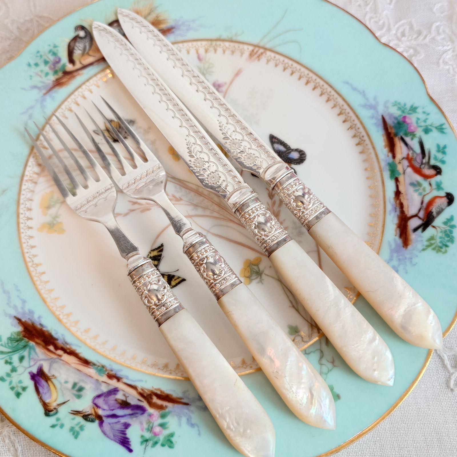 白蝶貝 フルーツカトラリーセット マザーオブパール アンティーク イギリス製番号D