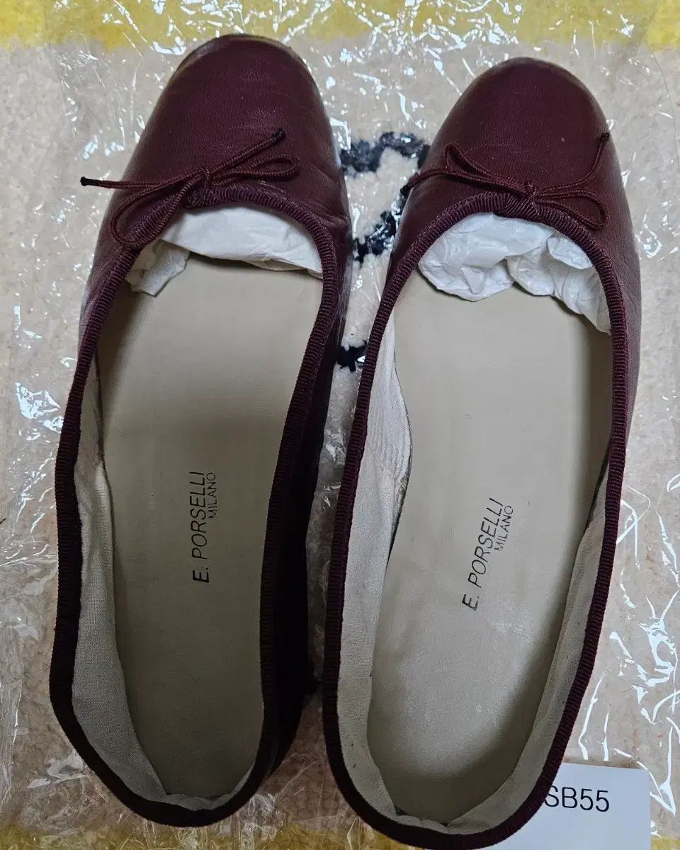 38 240-45 ポセリ バレリーナ フラットシューズ バーガンディ