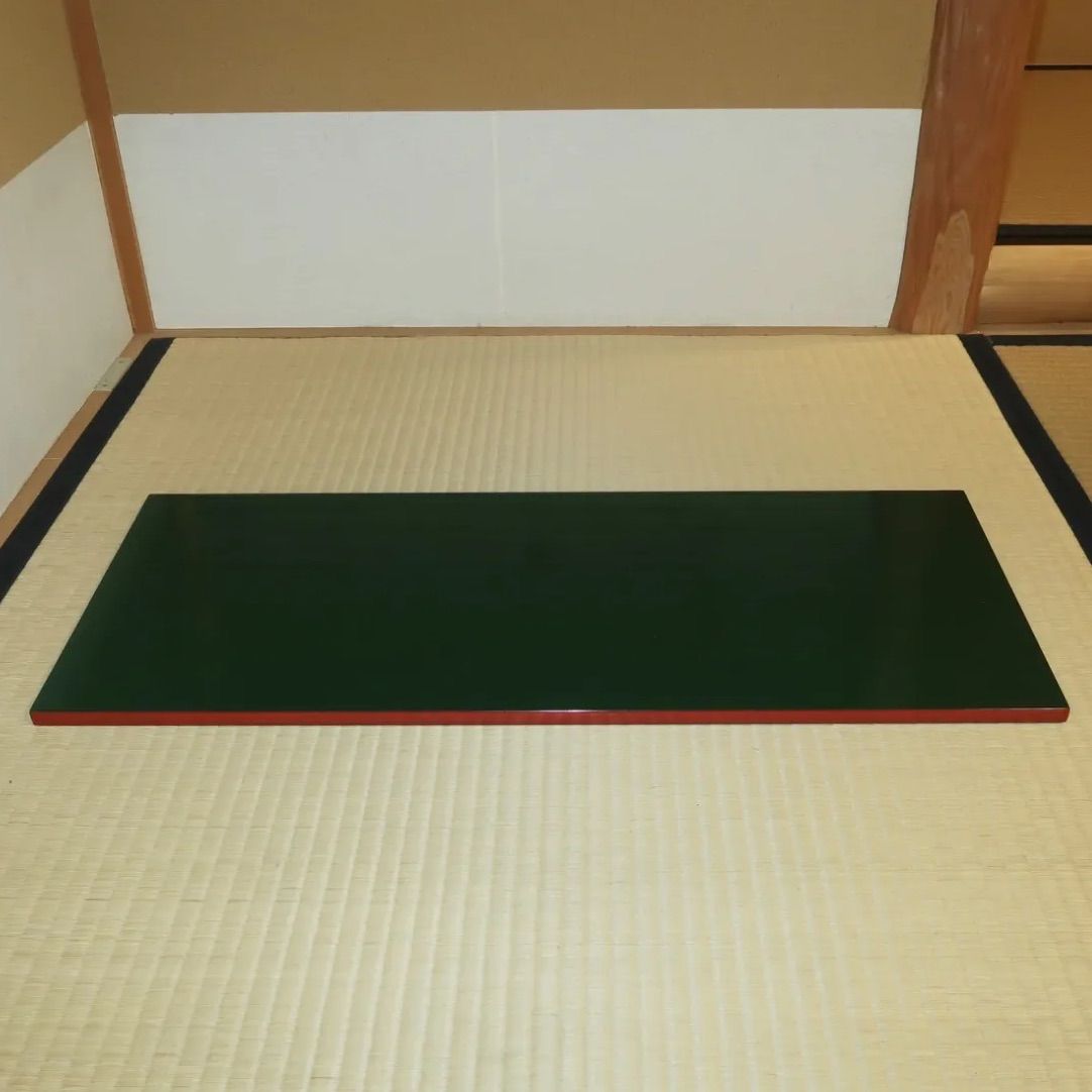 茶道具】漆専堂 長板 炉風炉2枚セット 青漆爪紅刷毛目長板一双 表千家