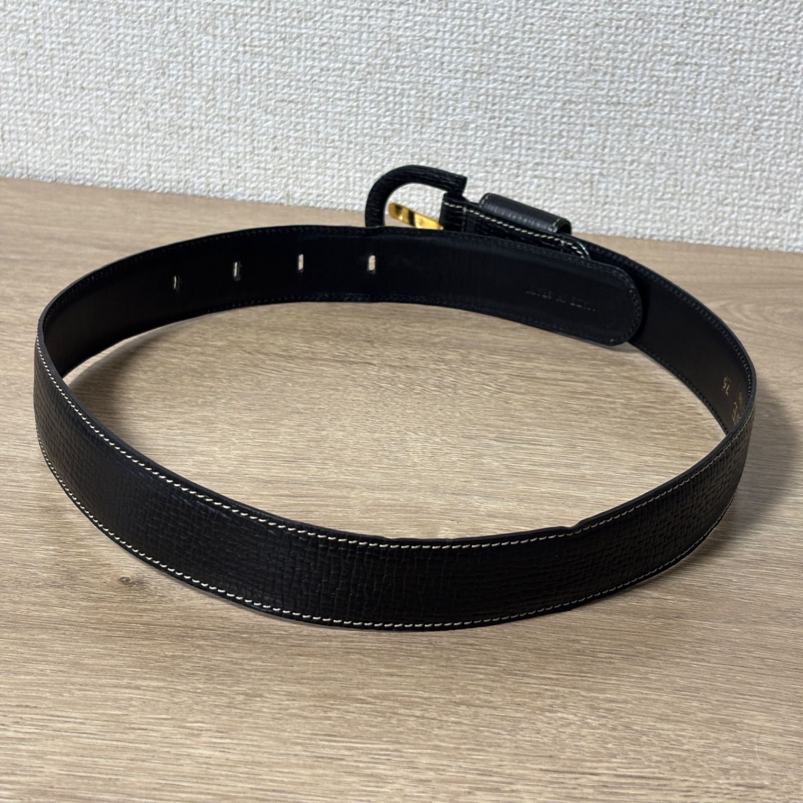 ロエベアナグラム ロゴゴールド レザー ベルト ステッチ レディース