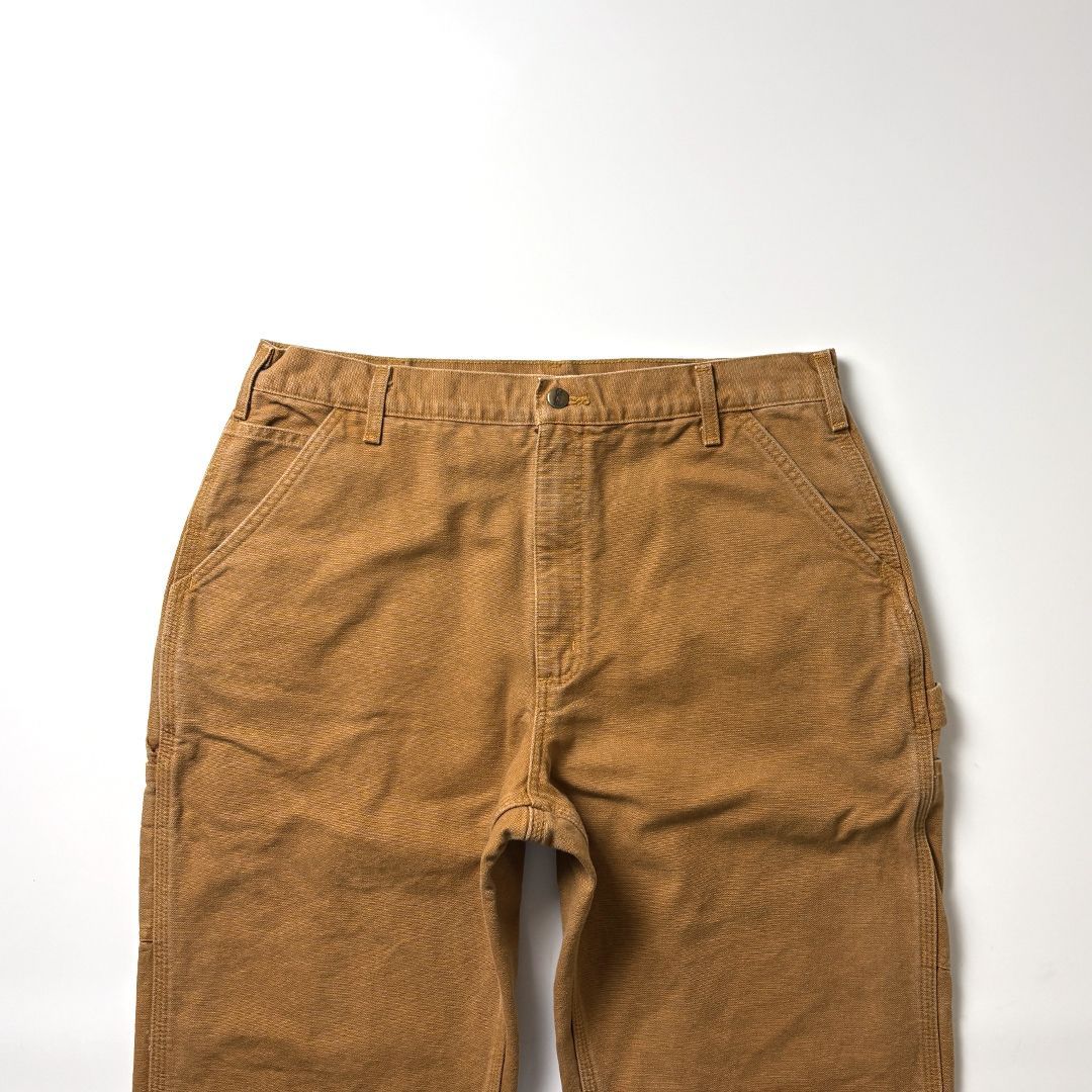 Carhartt カーハート ペインターパンツ ワークパンツ ダックパンツ W 38 L 32 ブラウン 茶色 ネルライナー 裏地フランネル ハンマーループ ツールポケット ヘビーウェイト フェード 90 s USA古着