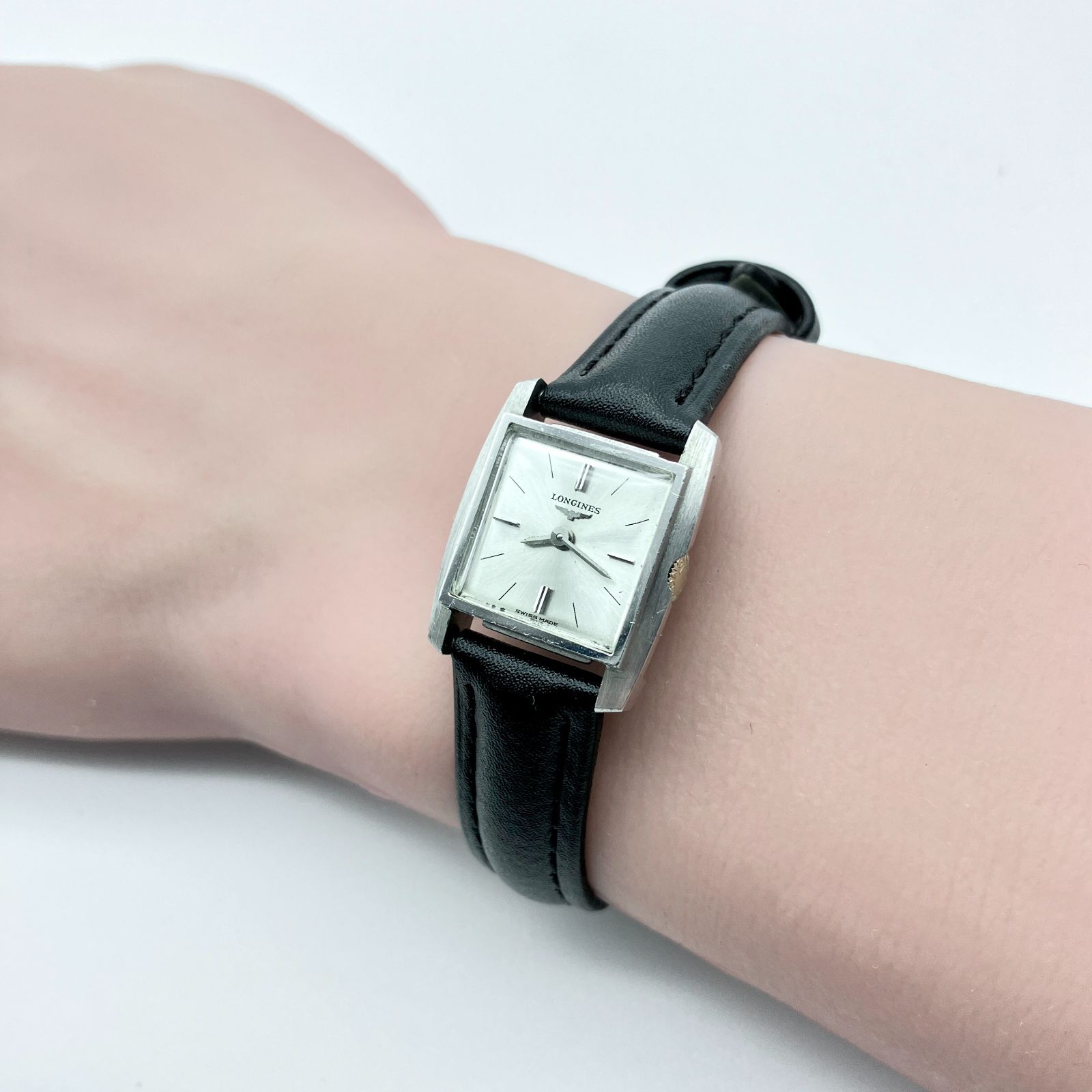 中古】ロンジン LONGINES 腕時計 ヴィンテージ スクエア シルバー文字