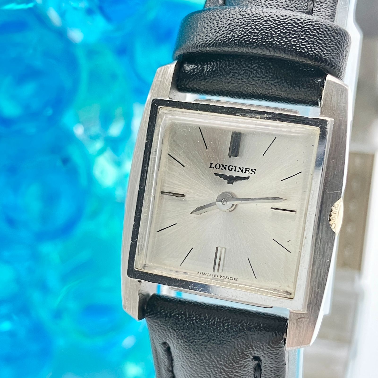 中古】ロンジン LONGINES 腕時計 ヴィンテージ スクエア シルバー文字