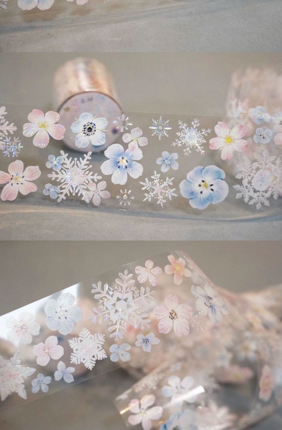 贝壳光 粉雪 5cm×6m 100cm/loop 海外マスキングテープ 海外マステ 花