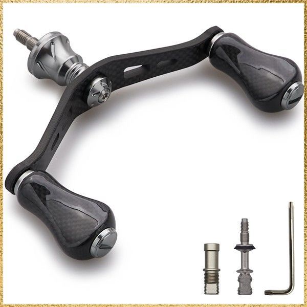 彡 でお届け 彡Color 20mmノブ搭載 - ガンメタル 90mm リール ハンドル 20mm カーボン ノブ 搭載 シマノ ダイワ 通用 1.5K カーボン製 ハンドル スピニングリール用 Gourd Series 20mmノ