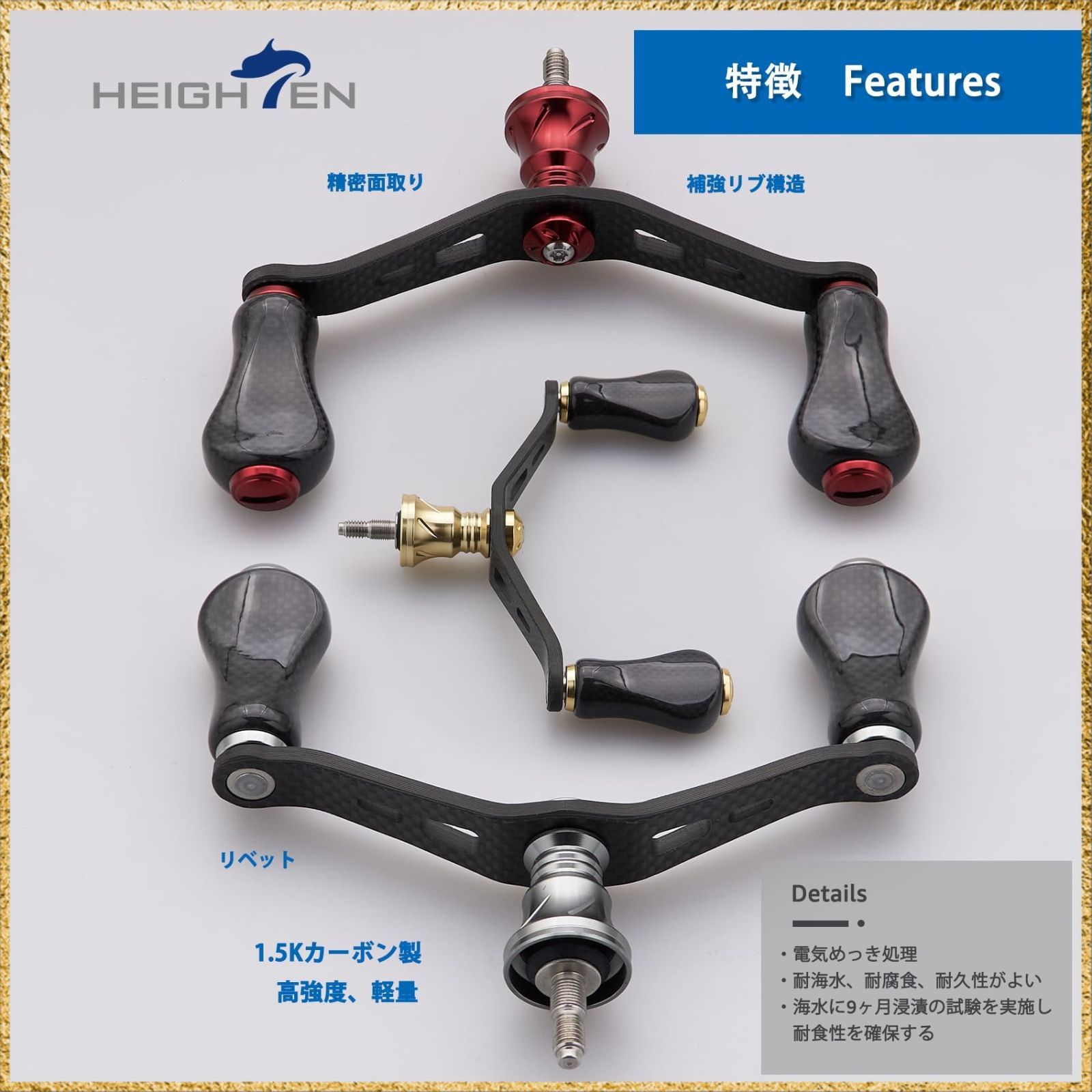 彡 でお届け 彡Color 20 mmノブ搭載 ガンメタル 90 mm リール ハンドル カーボン ノブ 搭載 シマノ ダイワ 通用 1 5 K カーボン製 スピニングリール用 Gourd Series mmノ