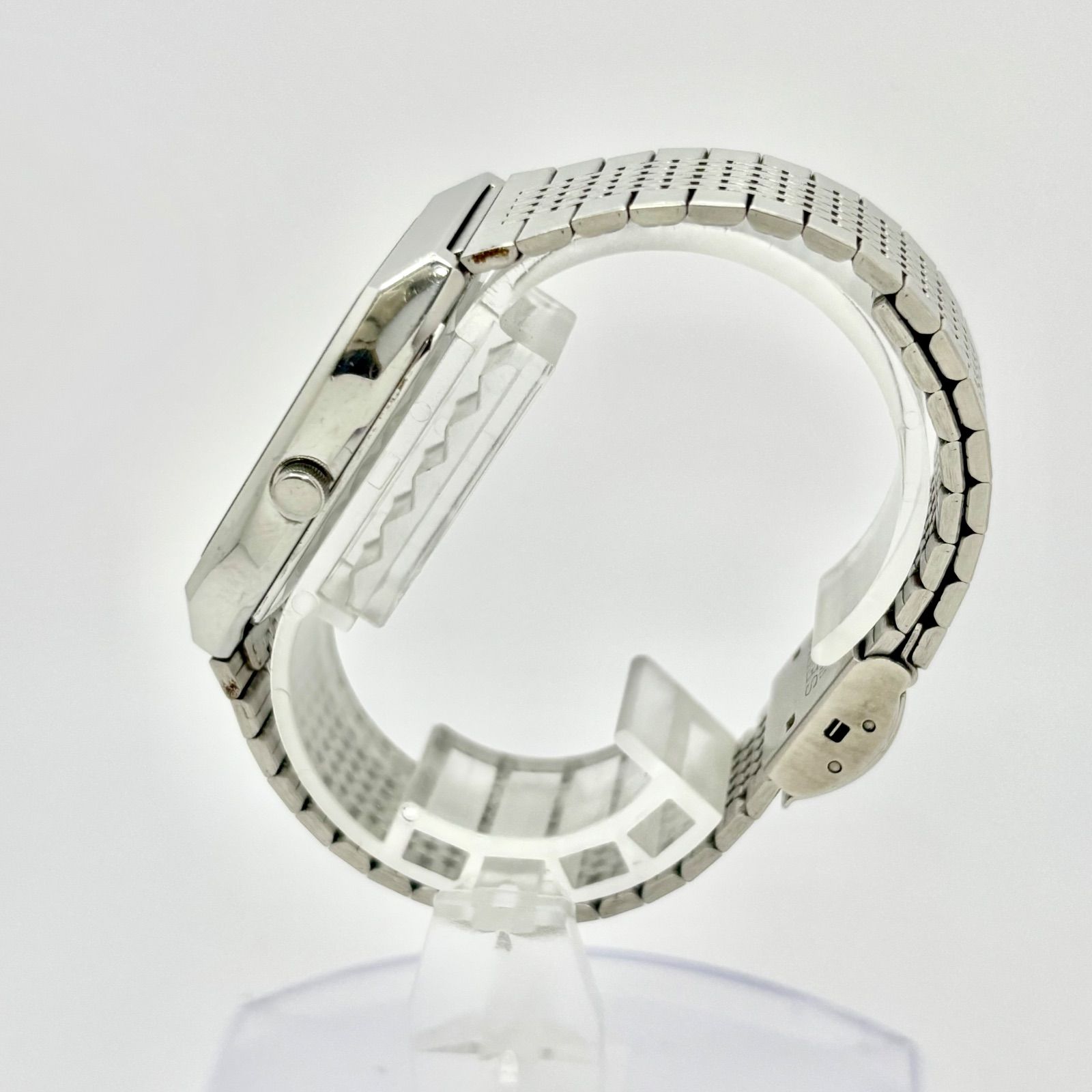 電池 SEIKO セイコー ハイブリッド アナデジ メンズ 腕時計 シルバー H 557 5100 199191 ベルト