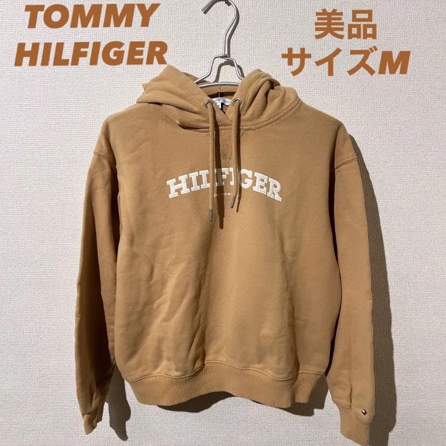 TOMMY HILFIGER トミーヒルフィガー レギュラーモノタイプ フロッキー パーカー スウェット サイズM
