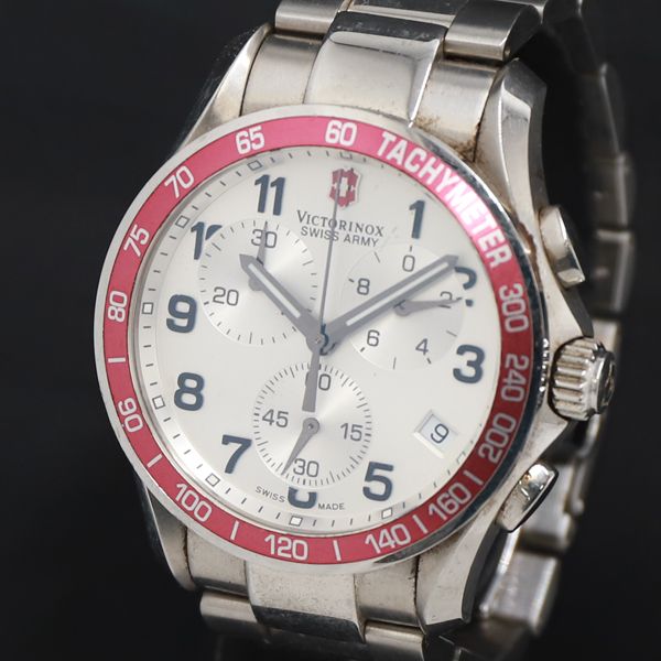 QZ VICTORINOX スイスアーミー 249009 シルバ―文字盤 クロノ デイト