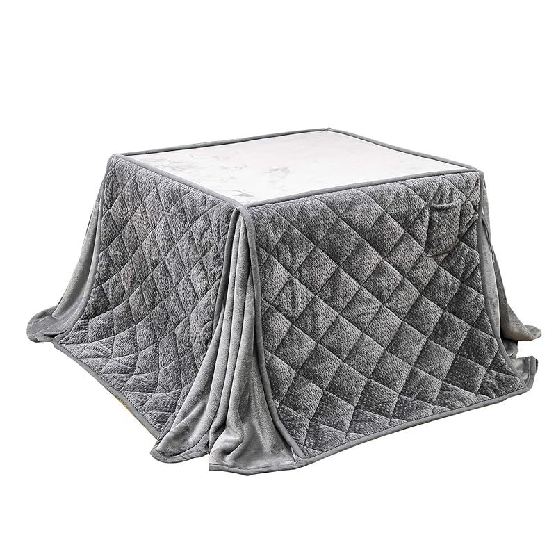 JEMAジェマ ハイタイプ テーブル ダイニング 省スペース こたつ布団 こたつ掛け布団 掛け布団 吸湿発熱 ふわふわ感触フランネル生地 約240 x 265ｃｍ 長方形 洗える ケーブル グレー