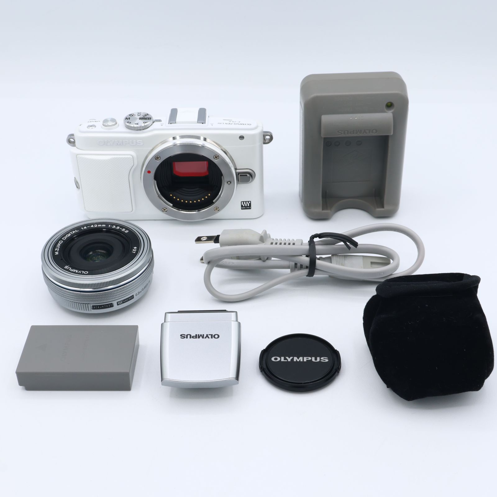 OLYMPUS ミラーレス一眼 ホワイト シャッター回数：206回】OLYMPUS オリンパス ミラーレス一眼 PEN Lite