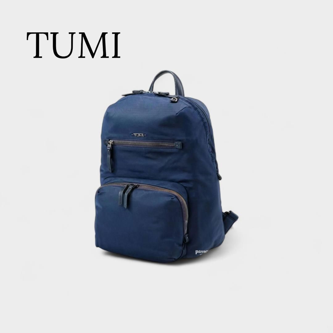 TUMI VOYAGEUR ナイロン×レザー リュック バックパック デイパック ネイビー レディース トゥミ