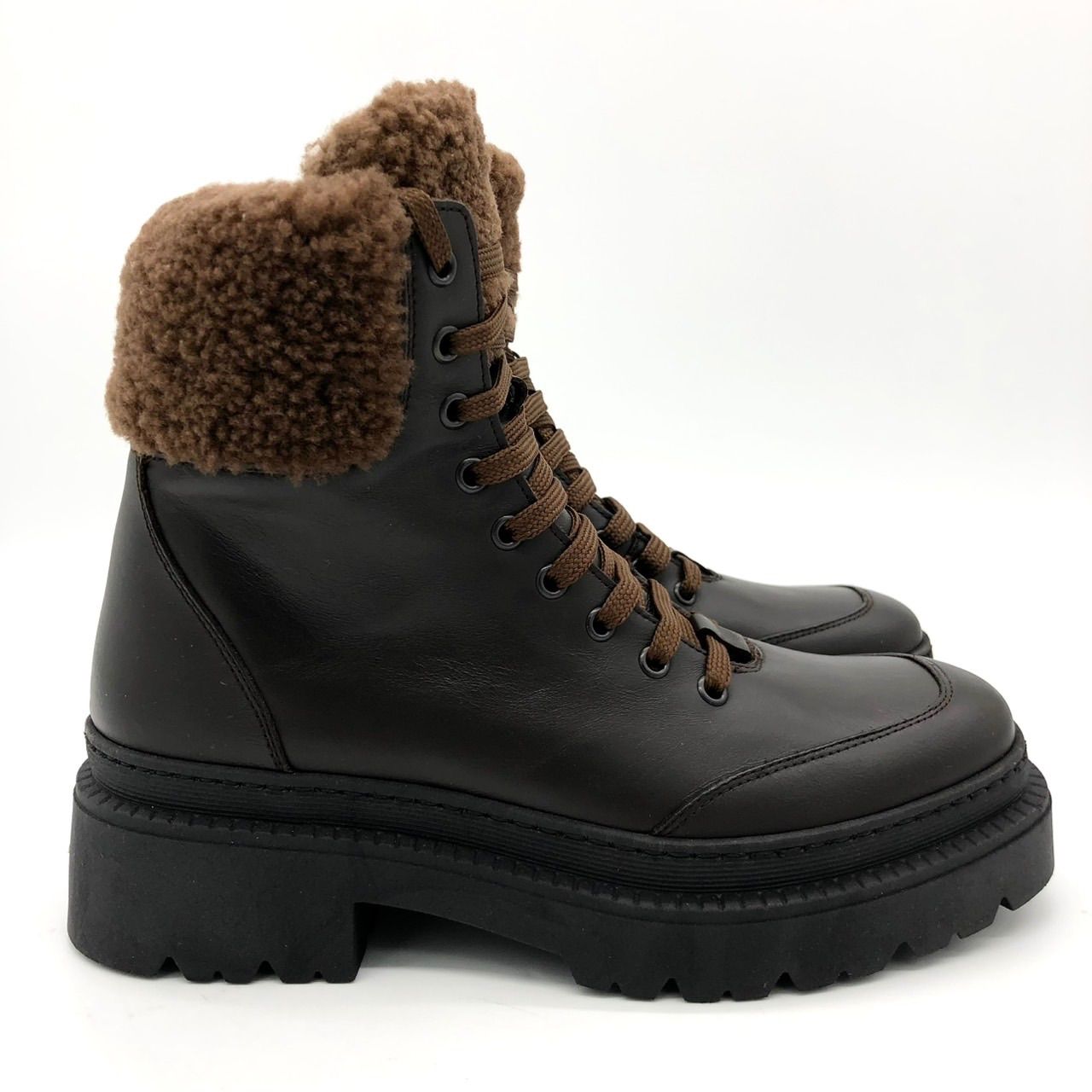 未使用に近い】CORSO ROMA 9 レースアップブーツ ムートンブーツ 37