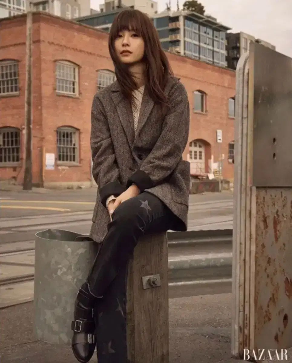 ヴァネッサ ブリューノ ヘリンボーン ウールジャケット