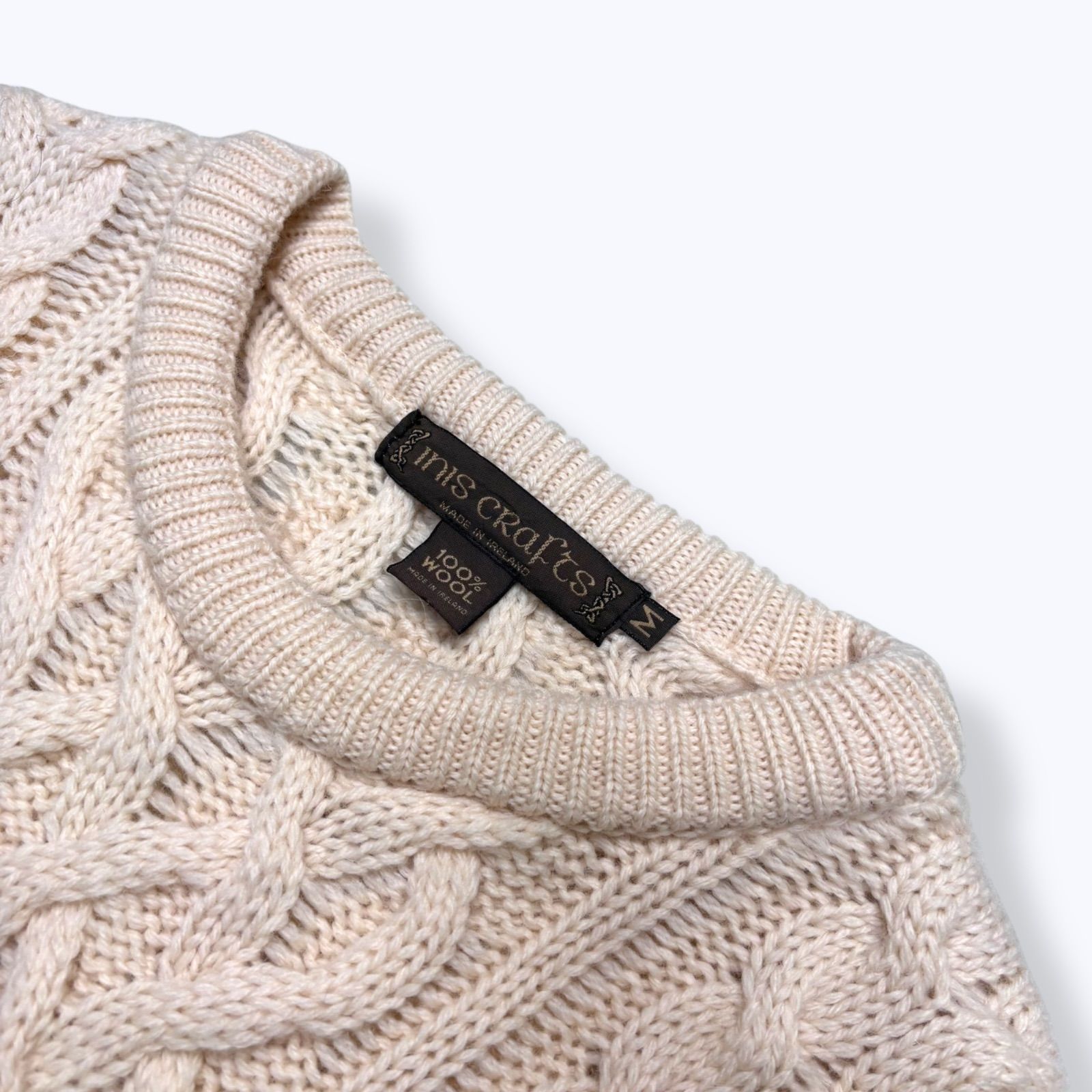 90s Inis Crafts Fisherman Wool Knit Sweater 【M】 90年代 