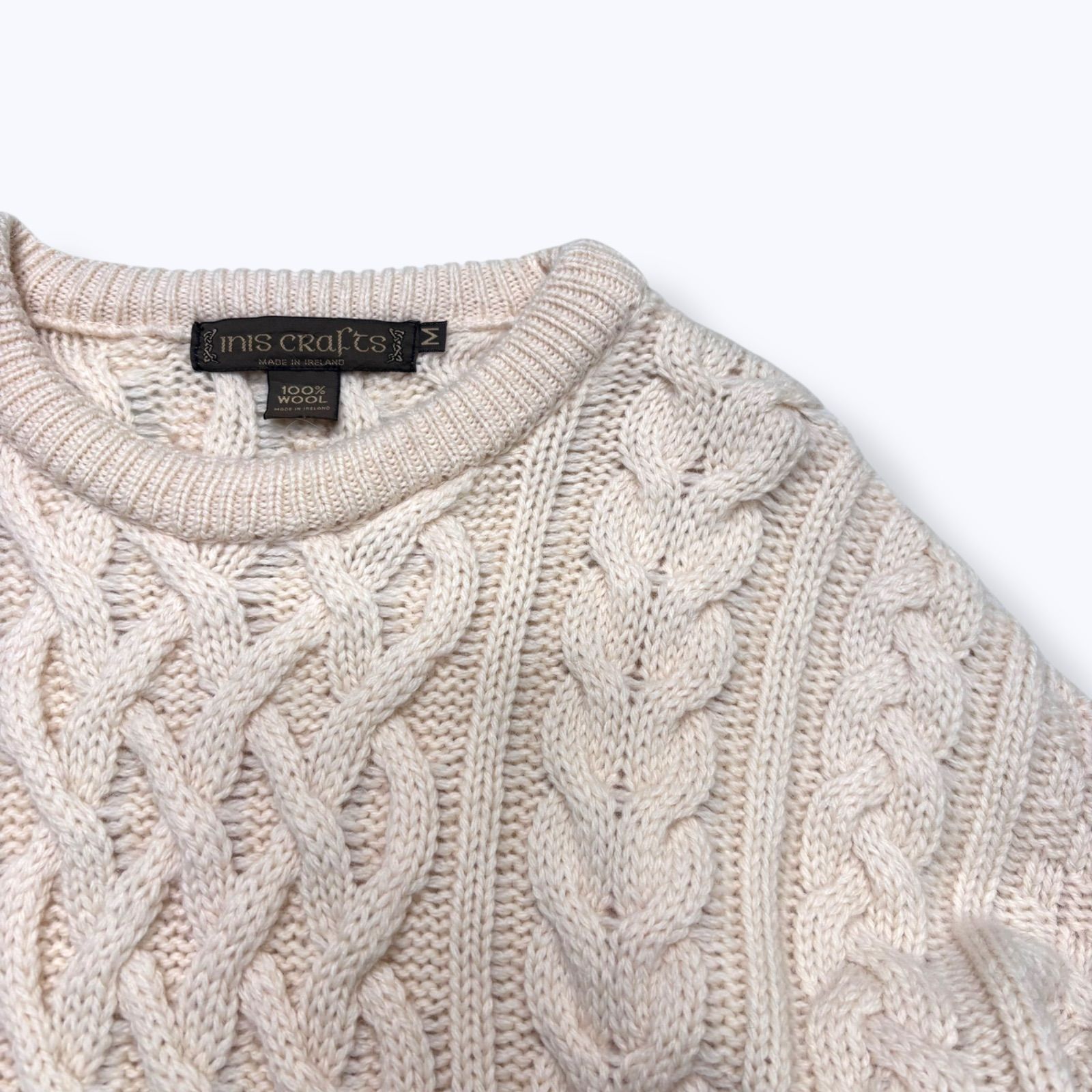 90s Inis Crafts Fisherman Wool Knit Sweater 【M】 90年代 