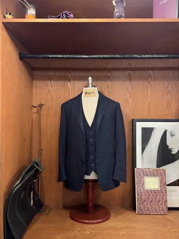 ラルディーニ LARDINI リネン 麻 100% ジレ・ベスト NAVY LARDINI