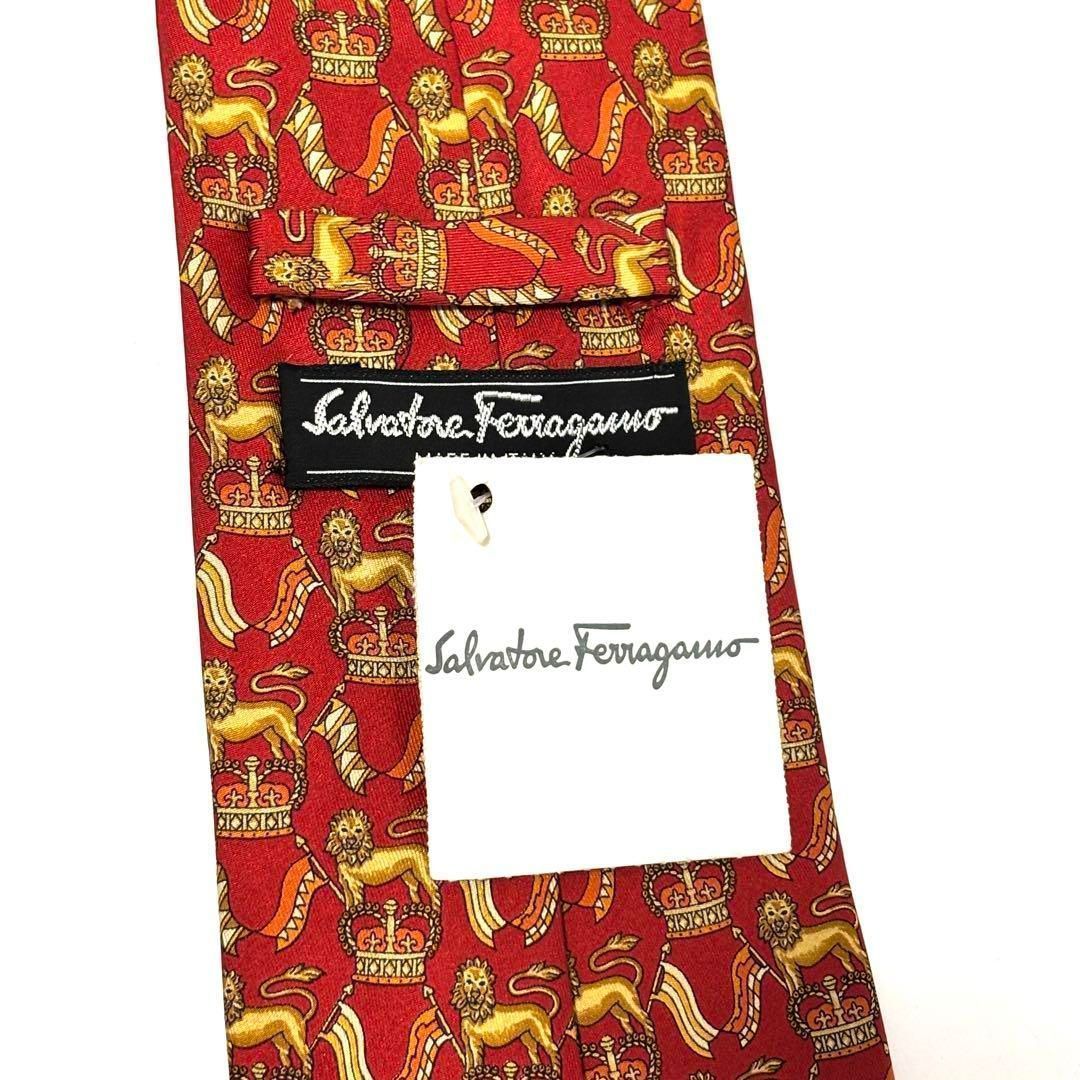 未使用・タグ付き✨サルヴァトーレ フェラガモ ネクタイ レッド 動物柄