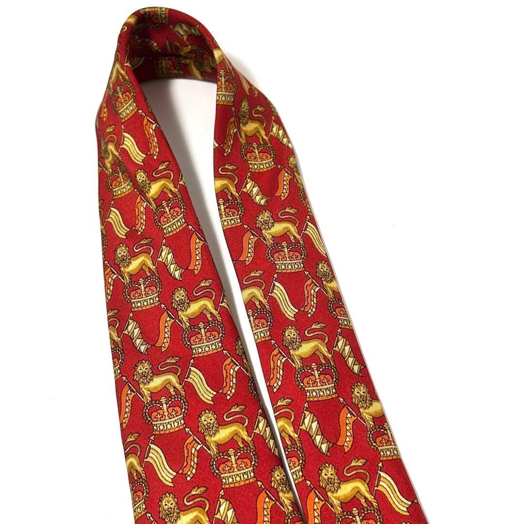 未使用・タグ付き✨サルヴァトーレ フェラガモ ネクタイ レッド 動物柄