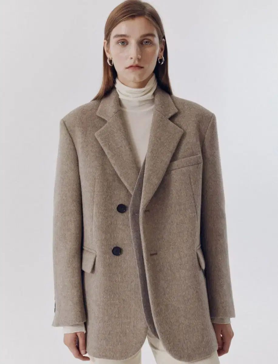 ダンスト レイヤード ヘビー ウールジャケット オートミール S