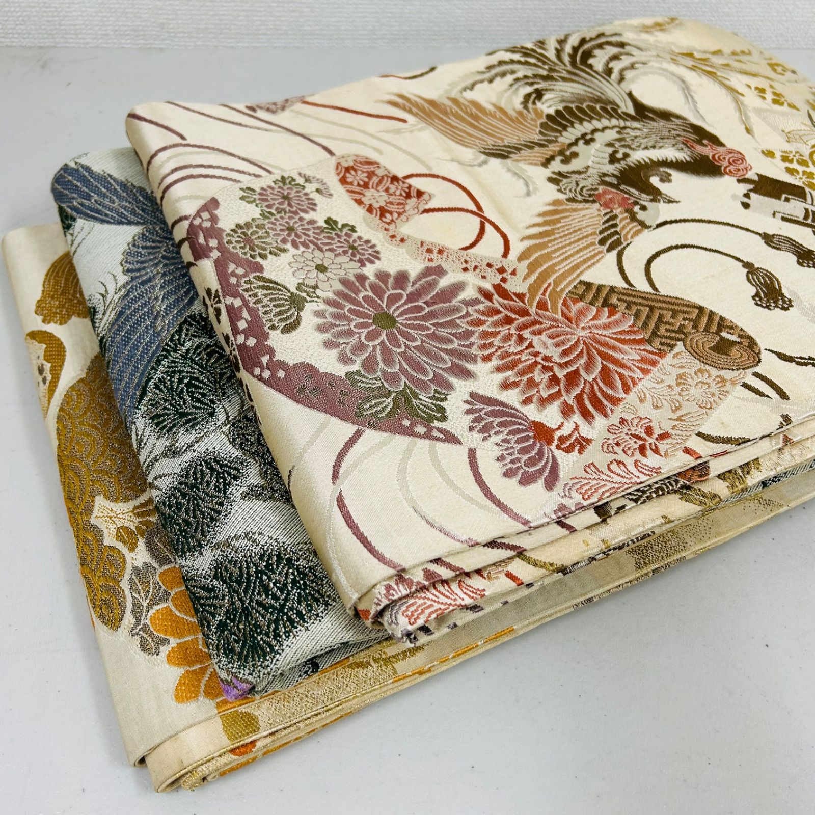 アンティーク 丸帯 正絹 3本 帯まとめ売り リメイク材料 m-645 - メルカリ