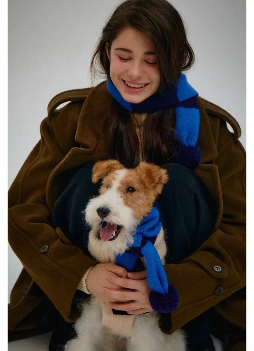 パルベン POMPOM WOOL MUFFLER_FROZEN BLUE