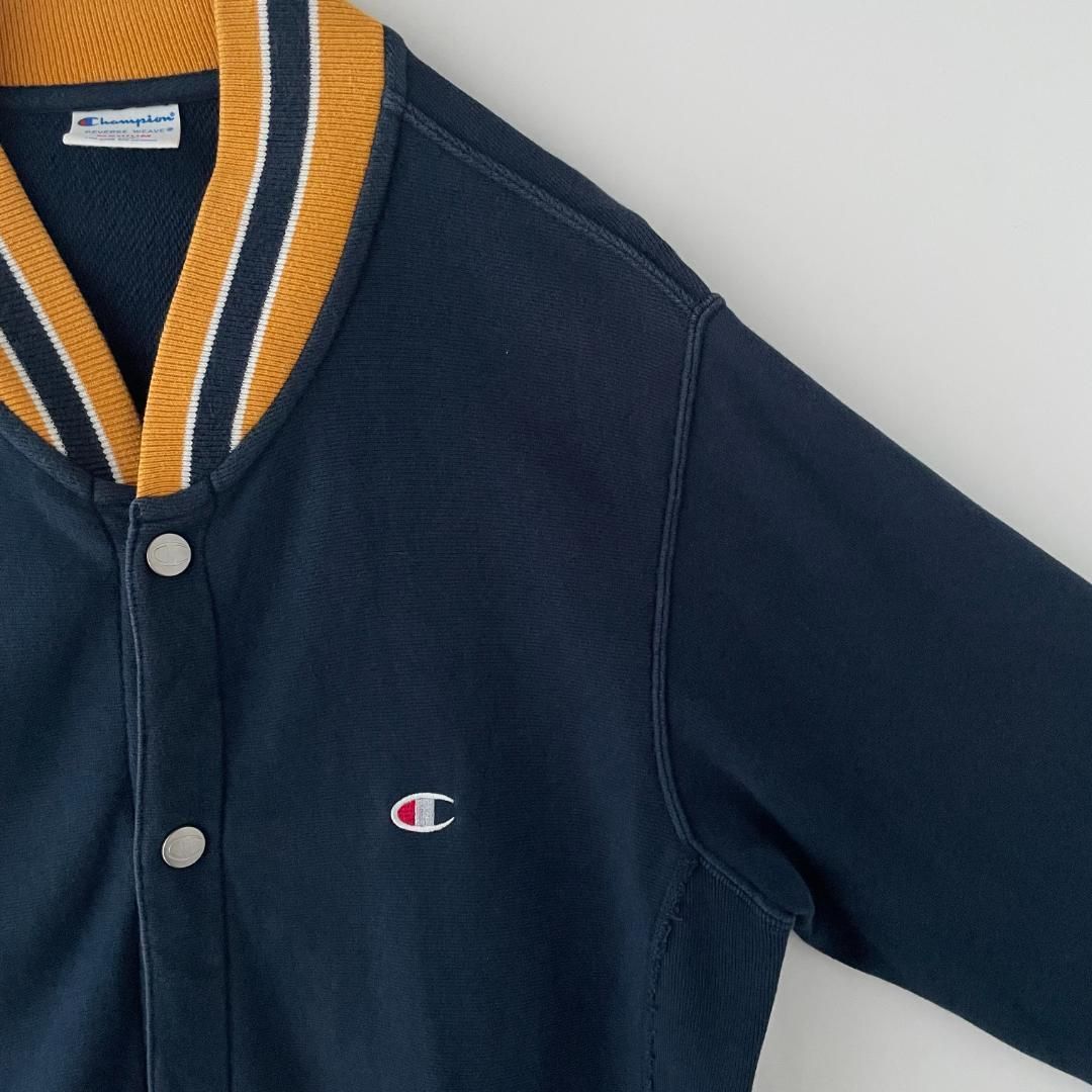 Champion リバースウィーブジャケット スナップボタン 刺繍 ラインリブ 