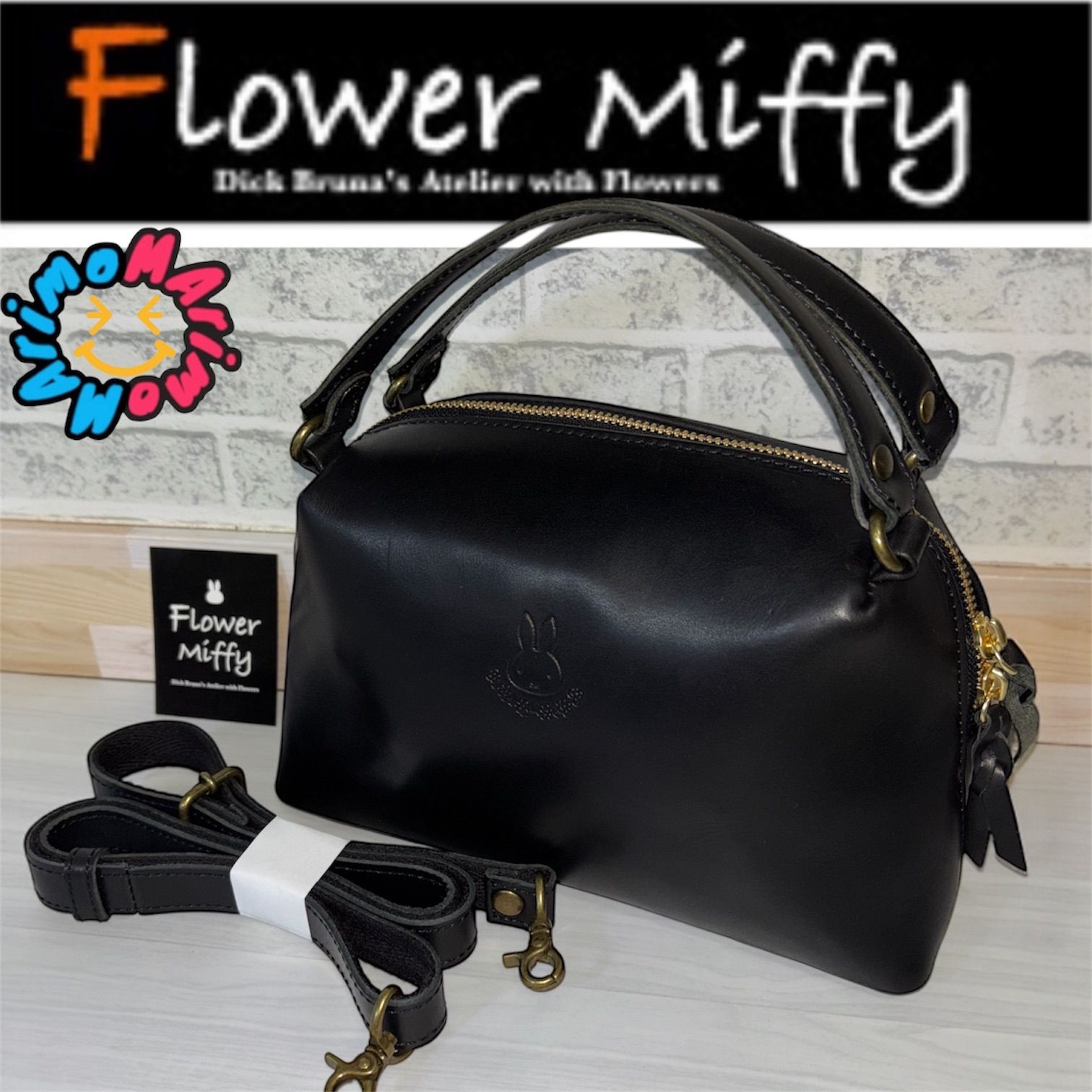 希少！！ブルーナミッフィーブラックベアflowermiffyショルダーバッグ 希少！！ブルーナミッフィーブラックベアflowermiffyショルダーバッグ